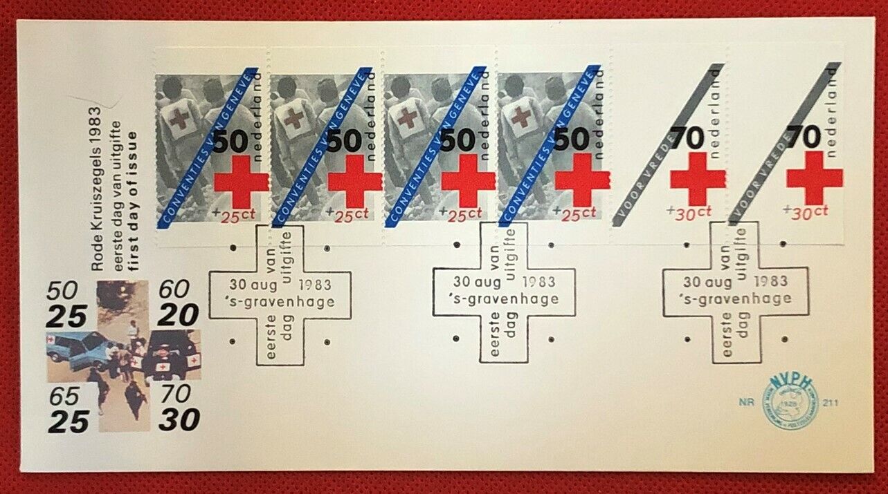 ZAYIX - 1983 Netherlands B589-B592, B592a FDC - set/booklet pane - Red Cross