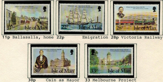 ZAYIX  Great Britain  Isle of Man  #267-271 MNH - Ships - Trains - William Cain