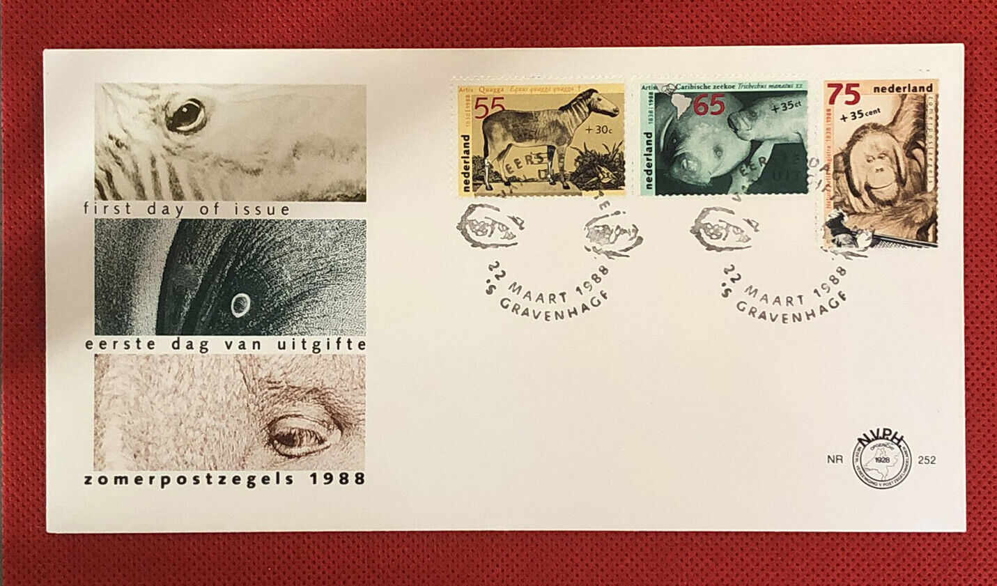 ZAYIX - 1988 Netherlands B638-B640a FDC set + booklet pane - Zoo / Wild Animals