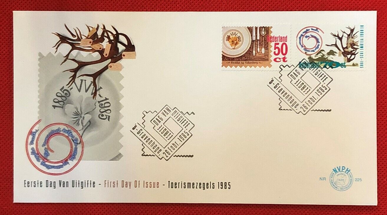 ZAYIX - 1985 Netherlands 663-664 FDC - Tourism / National Parks / China / Trees