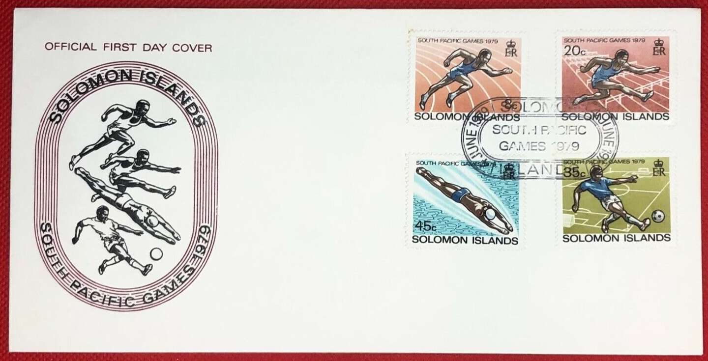 1979 Solomon Islands FDC South Pacific Games Track Diving Soccer ZAYIX