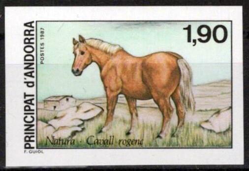 French Andorra 355 MNH Imperf Horses Equine Stallion ZAYIX 0125M0304M