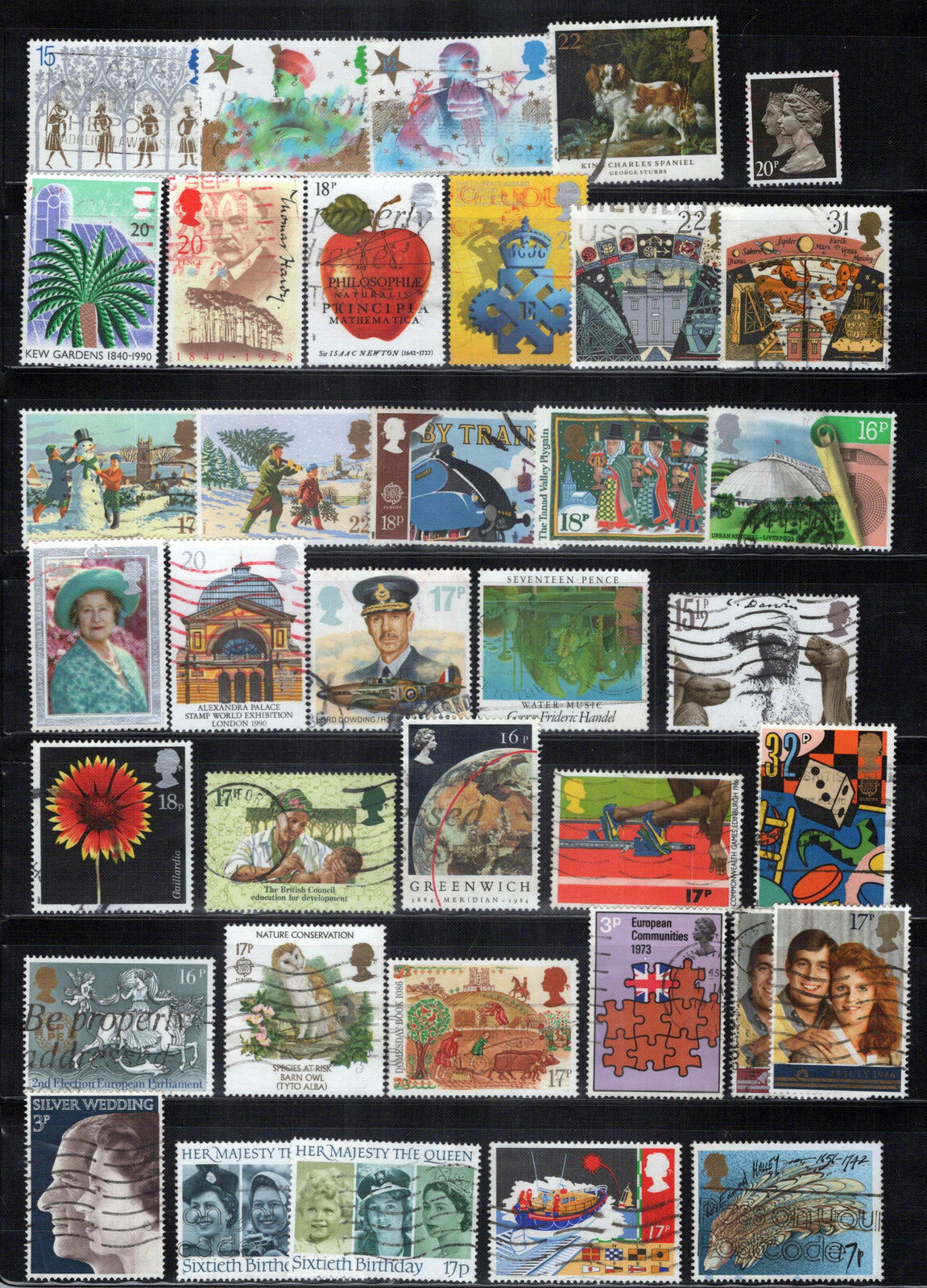 Great Britain All Different Stamps Flowers Dogs Royalty Xmas ZAYIX 0224S0333