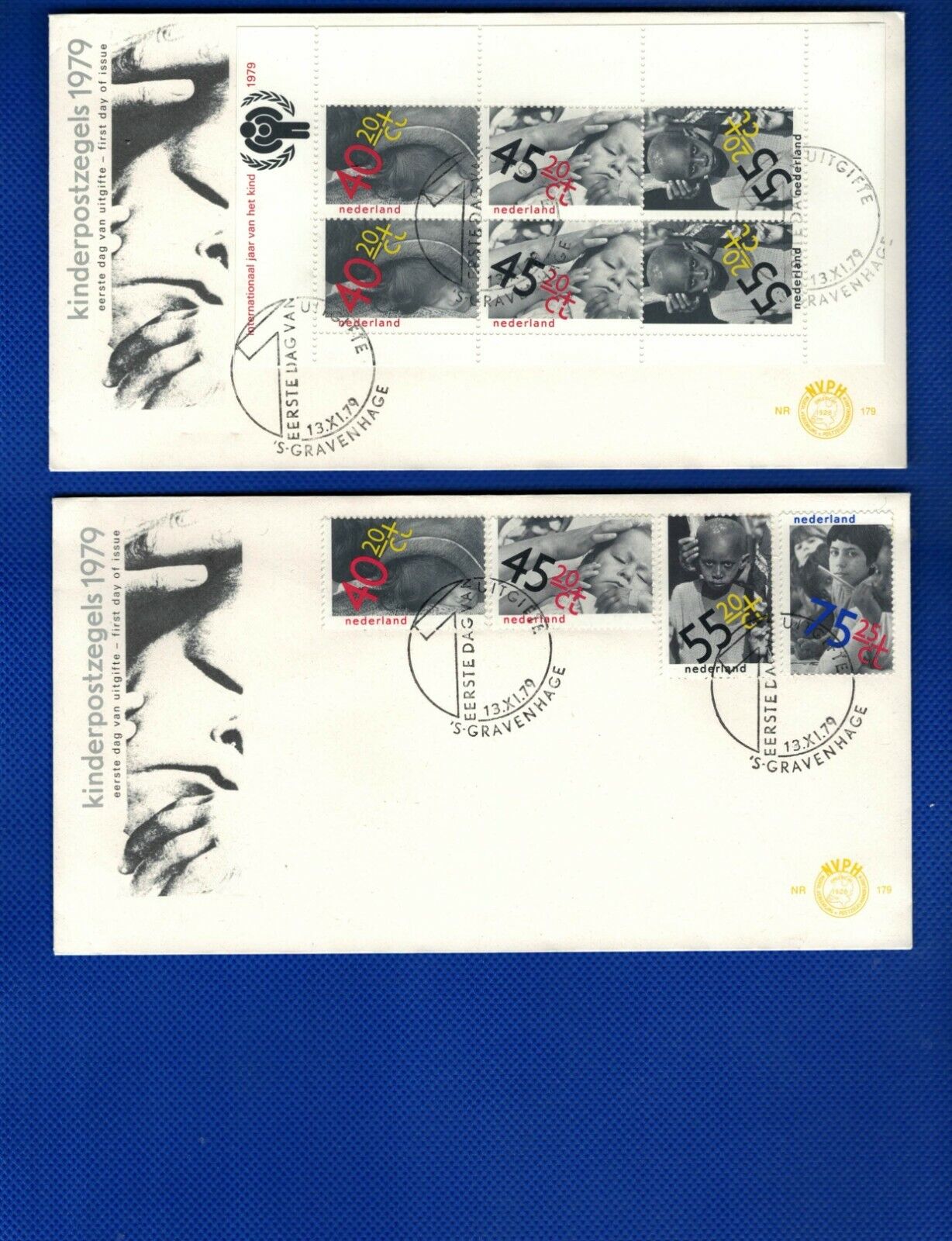 ZAYIX - Netherlands B556-B559, B558a - FDCs - International Year of the Child