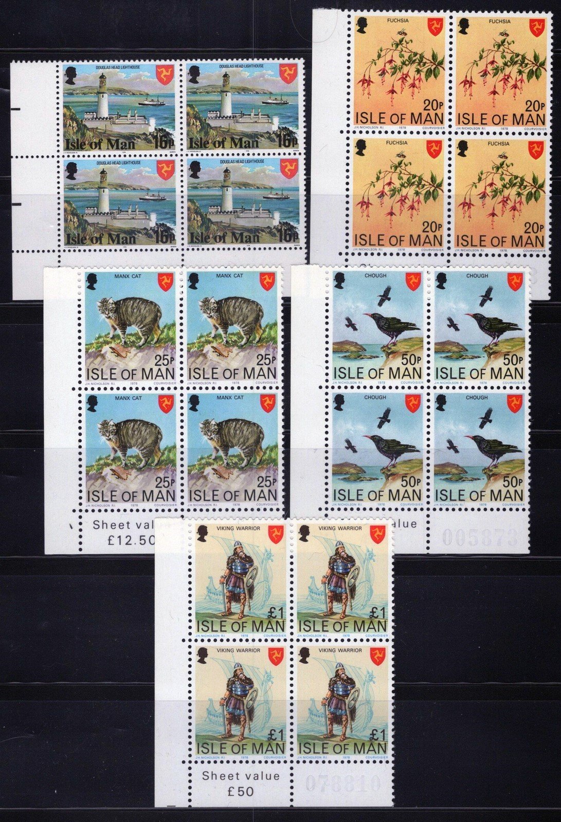 Isle of Man 113-129 MNH Landmarks Architecture Flowers Cats ZAYIX 121022SM158