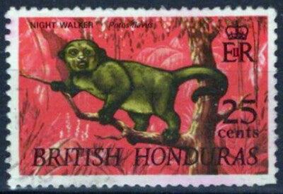 British Honduras 221 Used 25c Night Walker Monkey ZAYIX 041123S166