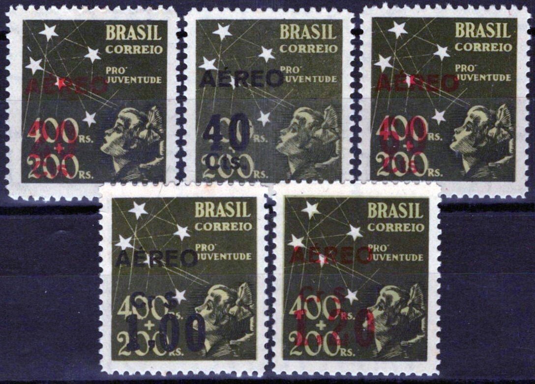 Brazil C55-C59 MNH Air Post Overprints Child Stars ZAYIX 071423S184M
