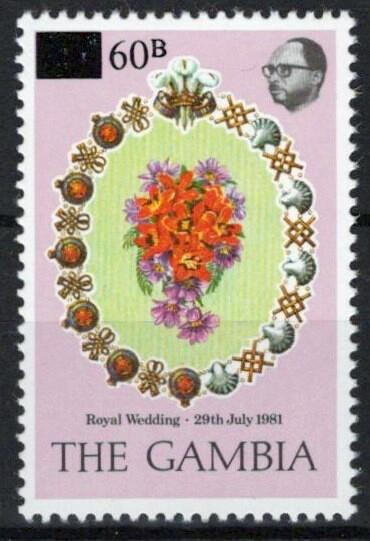 Gambia 439 MNH Surcharged Flowers Nature Royal Wedding ZAYIX
