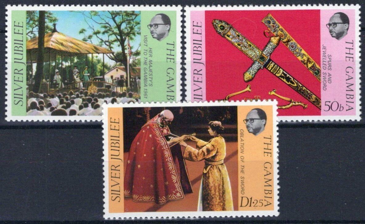 Gambia 345-347 MNH Silver Jubilee Queen Elizabeth II ZAYIX