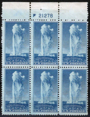 US 744 MNH (gum ripples) Plate Block #F21278 top Yellowstone ZAYIX