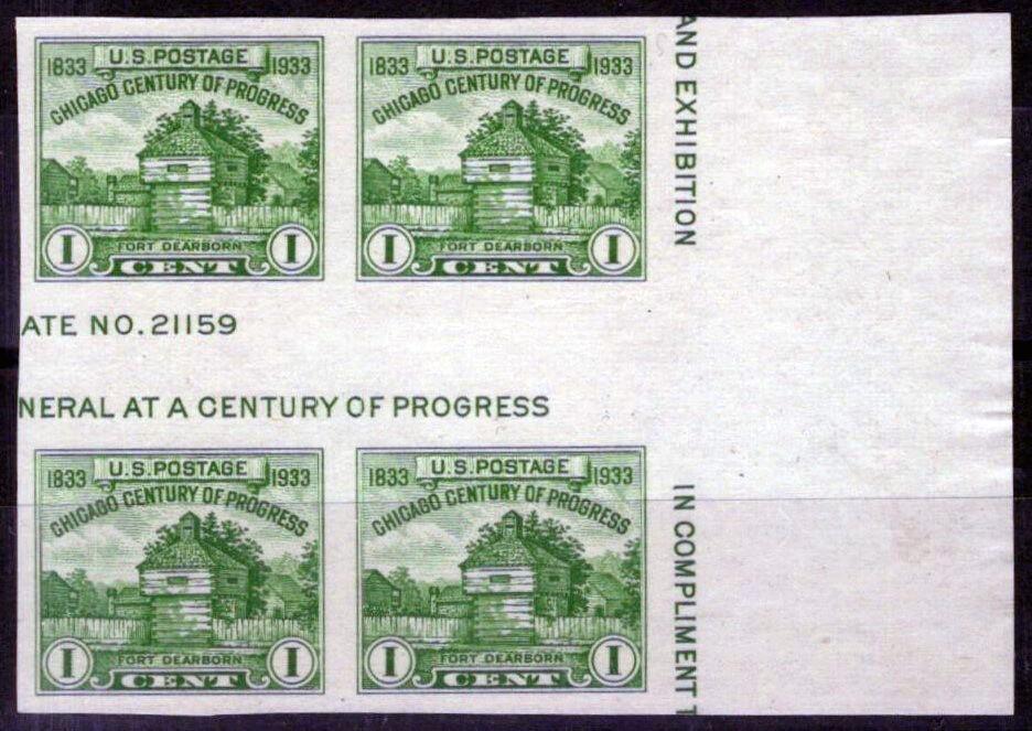 US 766 MNH NGAI Fort Dearborn block w/ horizontal gutter special 050223S3 ZAYIX