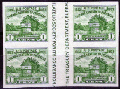 US 766 MNH NGAI Fort Dearborn block w/ vertical gutter special 050223S02M ZAYIX