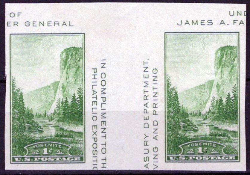US 769 MNH NGAI 1c Yosemite Lt green pair with vertical gutter 050223S09M ZAYIX