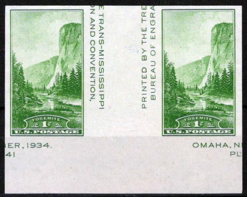 US 769 MNH NGAI 1c Yosemite NP pair with vertical gutter 050223S09M ZAYIX