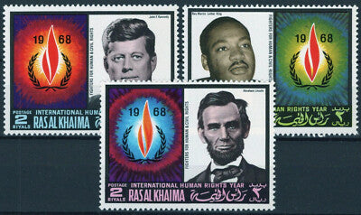 Ras Al Khaimah 207-209 MNH Kennedy Lincoln & King Human Rights ZAYIX 121722S98M