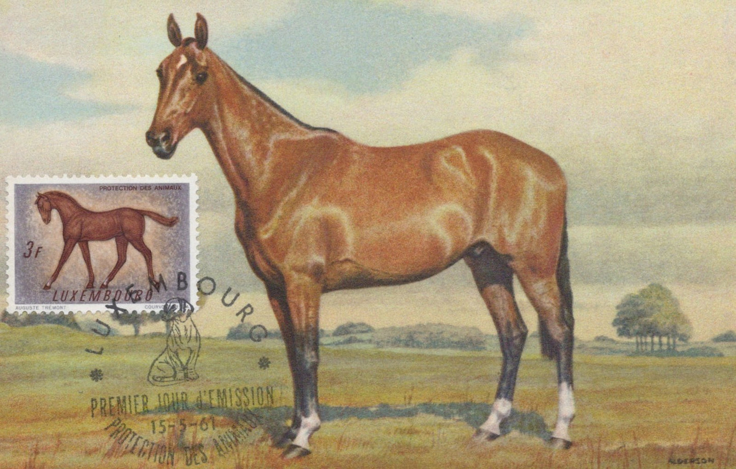 Luxembourg Maximum Card FDC Horses Zayix Stamps ZAYIX 0125M0364