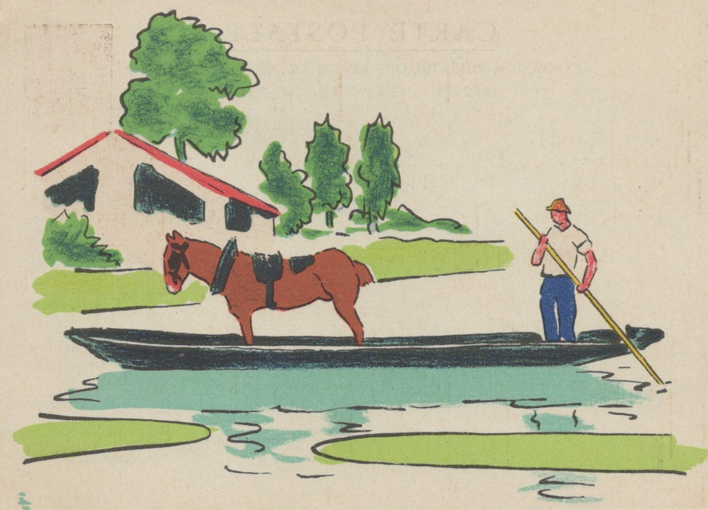 France Mint 1947 Postal Card Horse on Boat ZAYIX 0125M0360