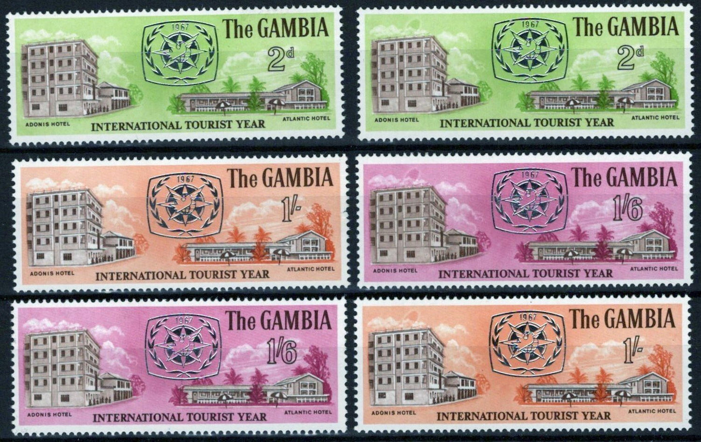 Gambia 232-234, 232A-234A MNH ITY Emblem Tourism ZAYIX