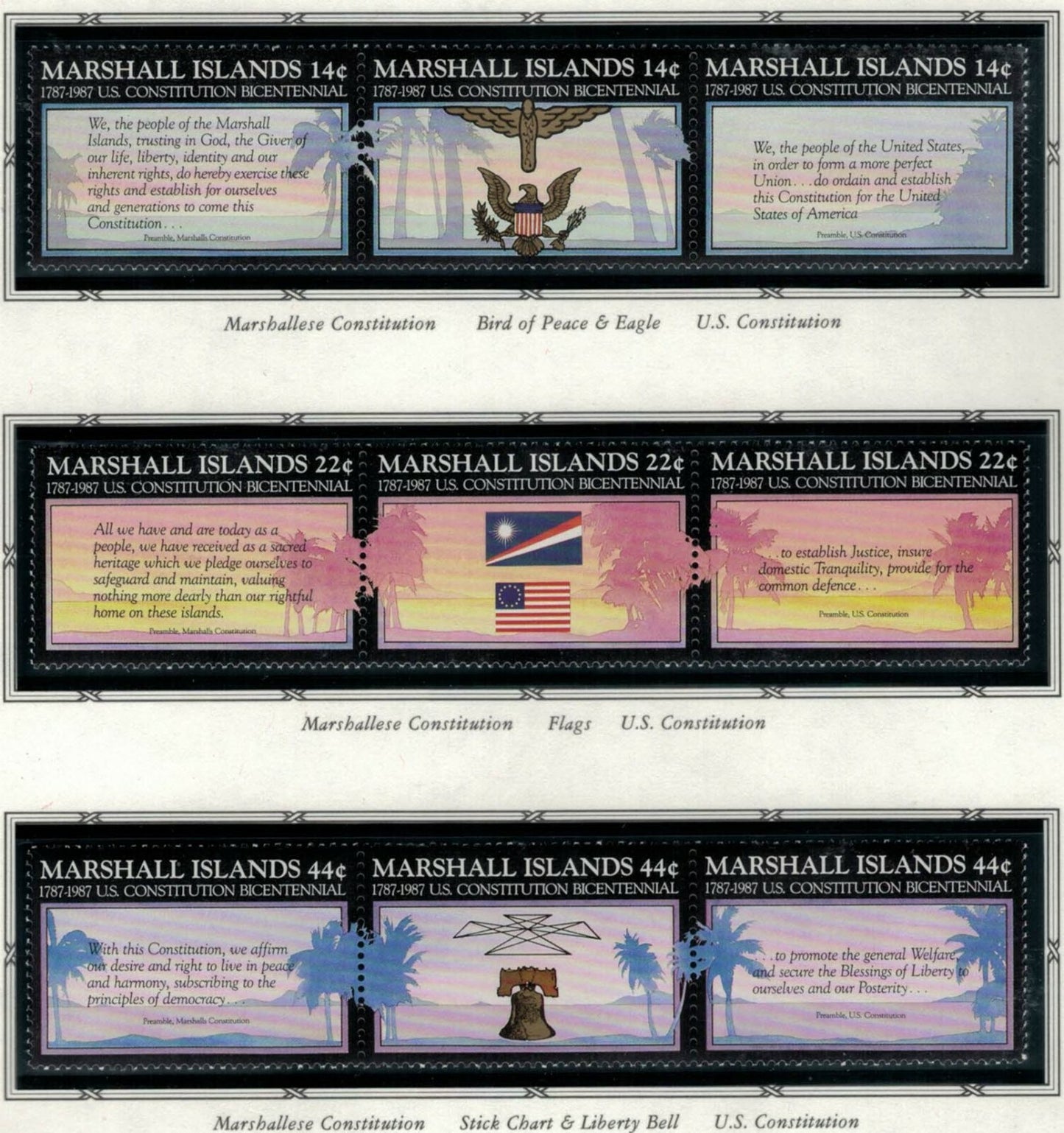 Marshall Islands 145a-151a MNH US Constitution Bicentennial Zayix 021622SM02