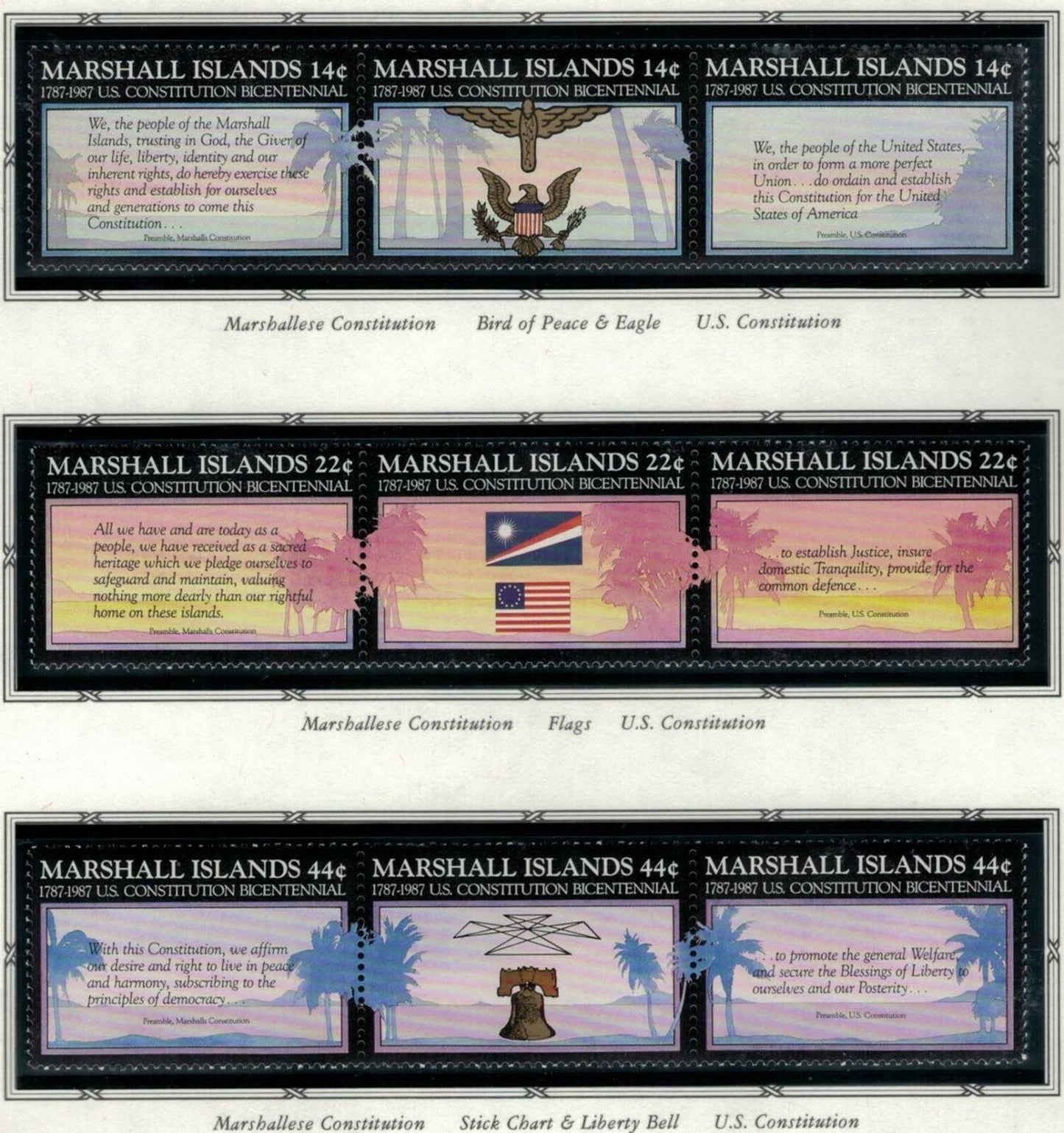 Marshall Islands 145a-151a MNH US Constitution Bicentennial ZAYIX 021622SM02