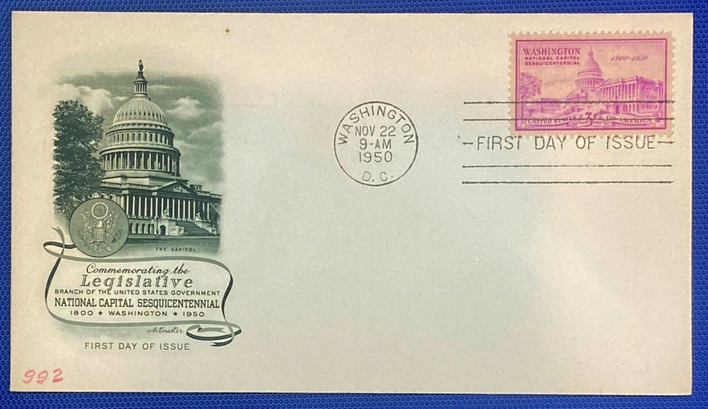 US 992 FDC Artmaster Legislative Branch Capitol ZAYIX 010622SM76