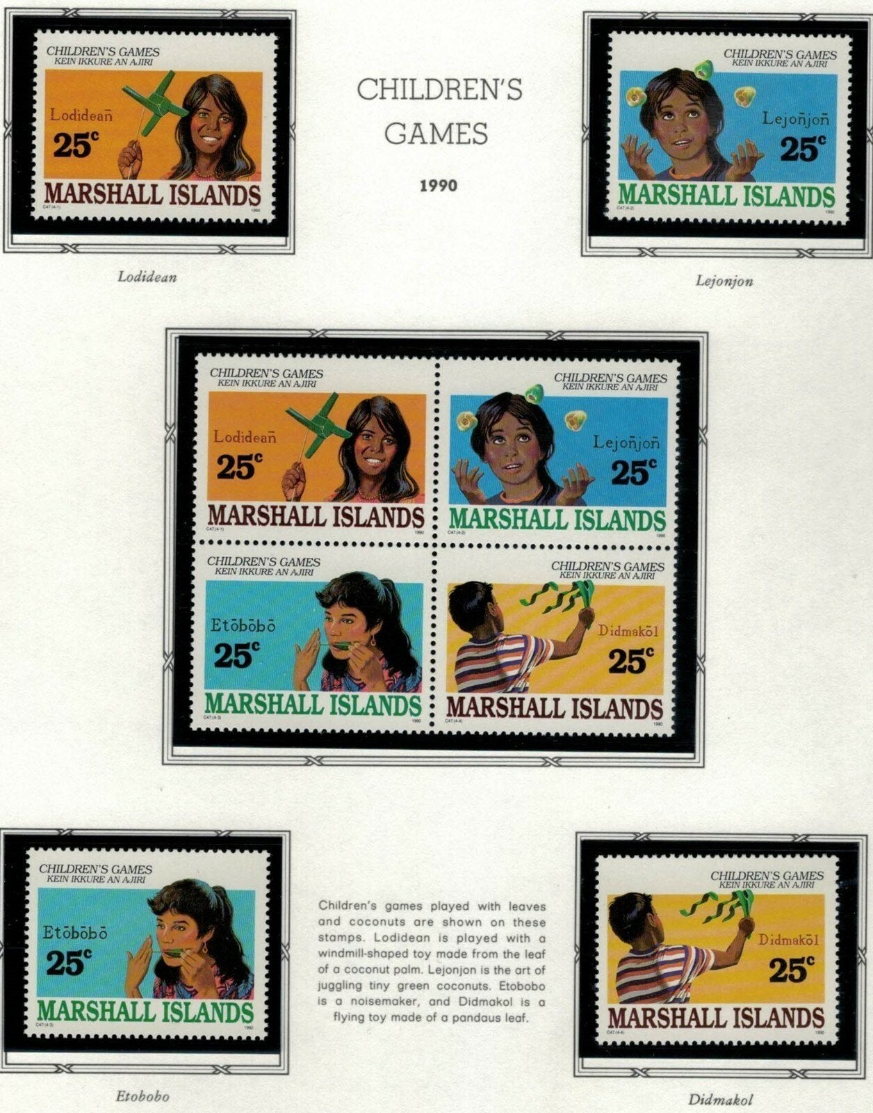 Marshall Islands 366-369a MNH 1990 Children's Games ZAYIX 021622S29