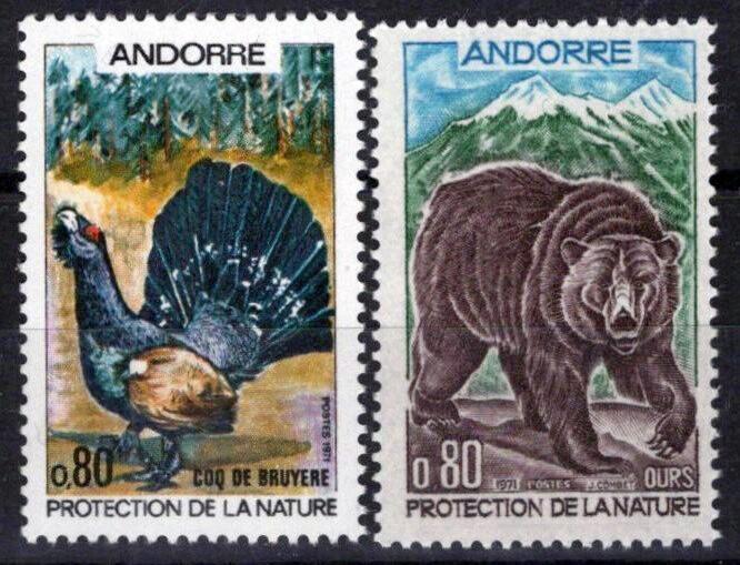 French Andorra 203-204 MNH Wildlife Bears Birds ZAYIX 071823S62M