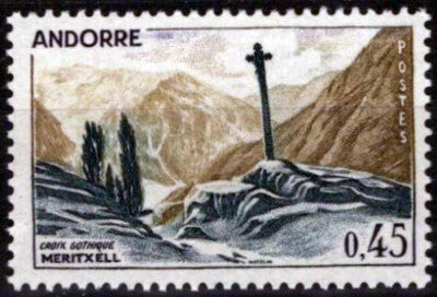 French Andorra 165A MNH Gothic Cross Landscape Religion ZAYIX 071823S73M
