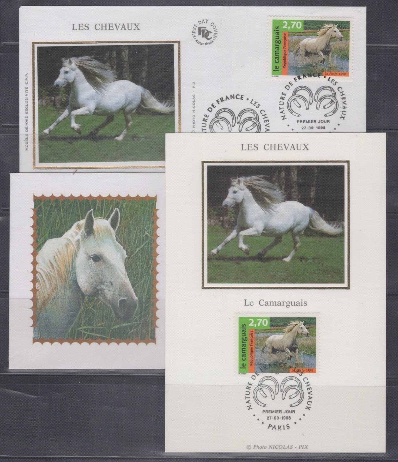 France First Day Cover & Maximum Card Horses in Pasture ZAYIX 0125M0418