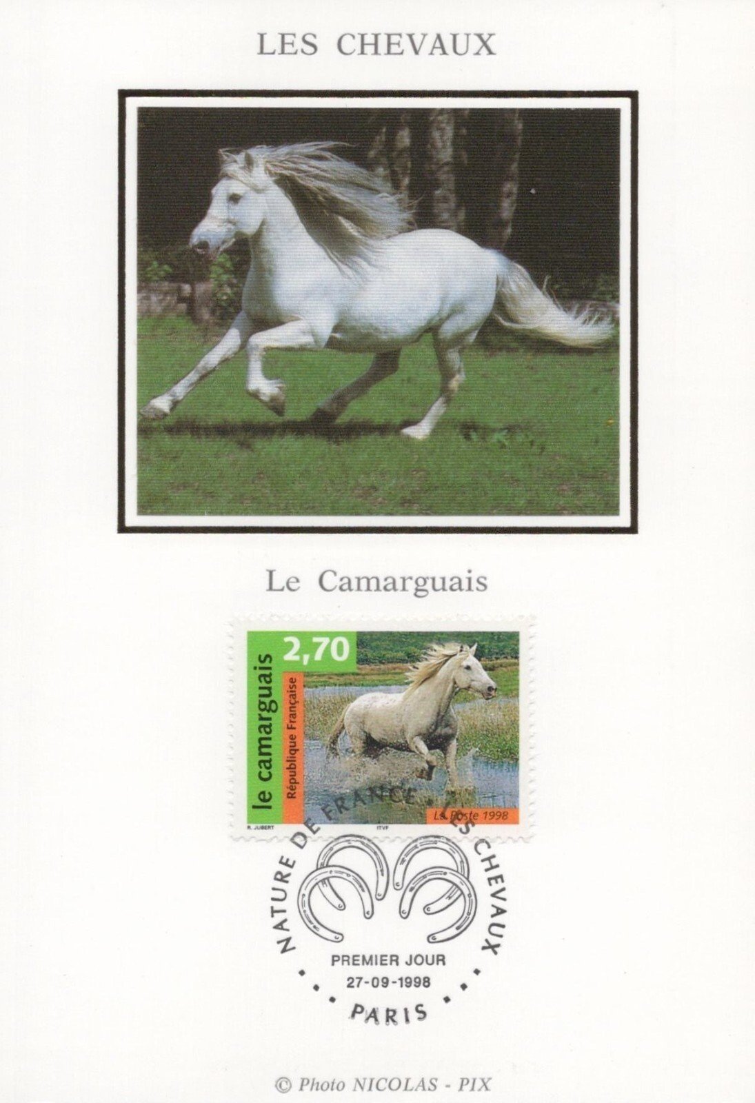 France First Day Cover & Maximum Card Horses in Pasture ZAYIX 0125M0418