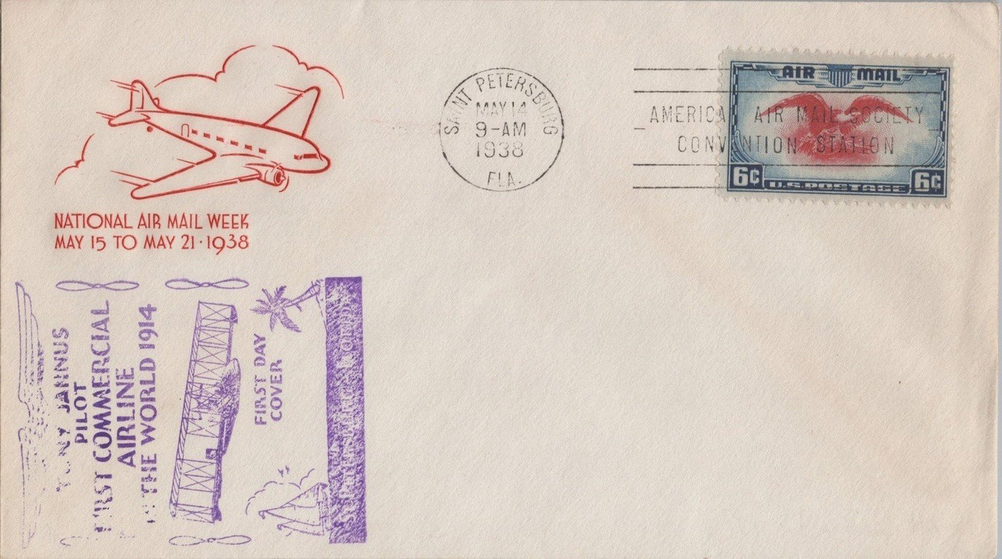 Air Mail FDC US C23-22 Unaddressed Farnam w / rubber stamp ZAYIX 062822SM28