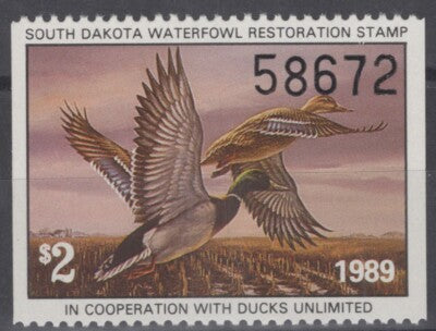1989 South Dakota 9 MNH US State Duck Stamp Birds ZAYIX 070122S18