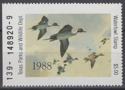 1988 Texas 8 MNH US State Duck Stamp Birds ZAYIX 062322S65