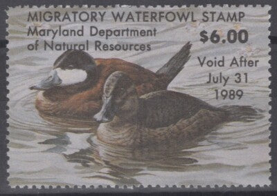 1988 Maryland 15 MNH US State Duck Stamp Birds ZAYIX 062322S46