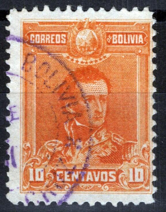 Bolivia 65 Used 10c yellow orange Sucre 081922S19