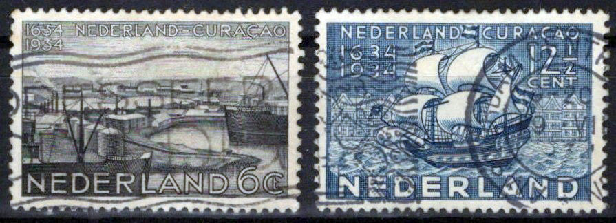 Netherlands 202-203 Used Willemstad Harbor Ships Zayix Stamps 0325S055