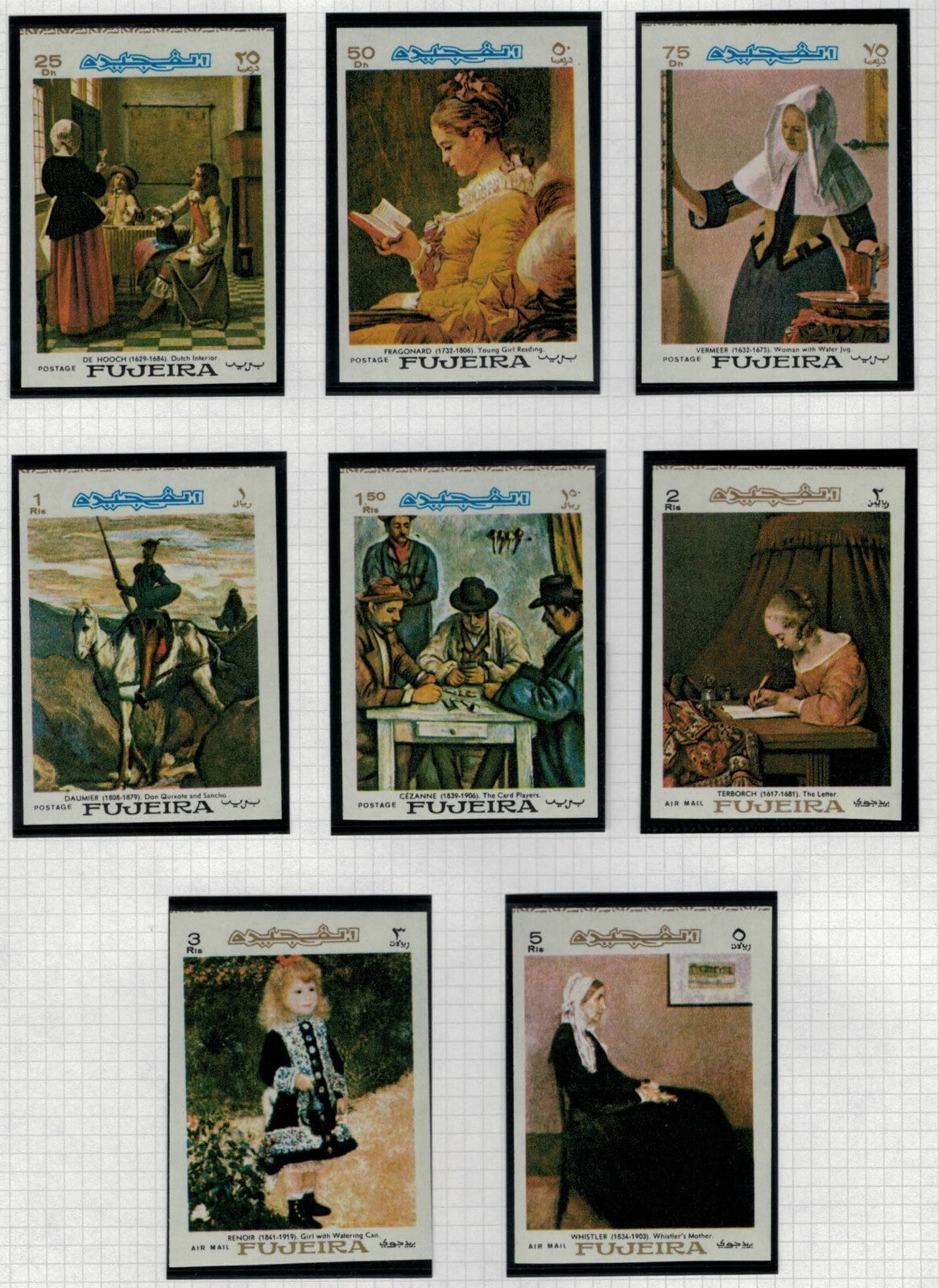 Fujeira UAE Mi 198-205B MNH impf Art Famous Paintings Renoir ZAYIX 021622S862M