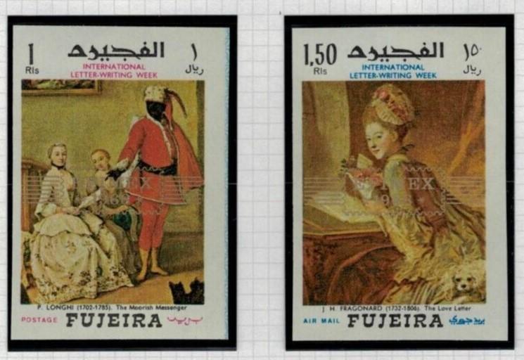Fujeira UAE Mi 284-291B MNH Impf Art Paintings Intl Stamp Expo ZAYIX 030222S04M