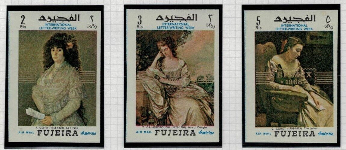 Fujeira UAE Mi 284-291B MNH Impf Art Paintings Intl Stamp Expo ZAYIX 030222S04M