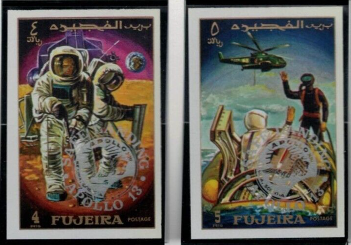 Fujeira UAE Mi 456-462B MNH Impf Space Apollo 13 silver ovpt ZAYIX 030222S28M