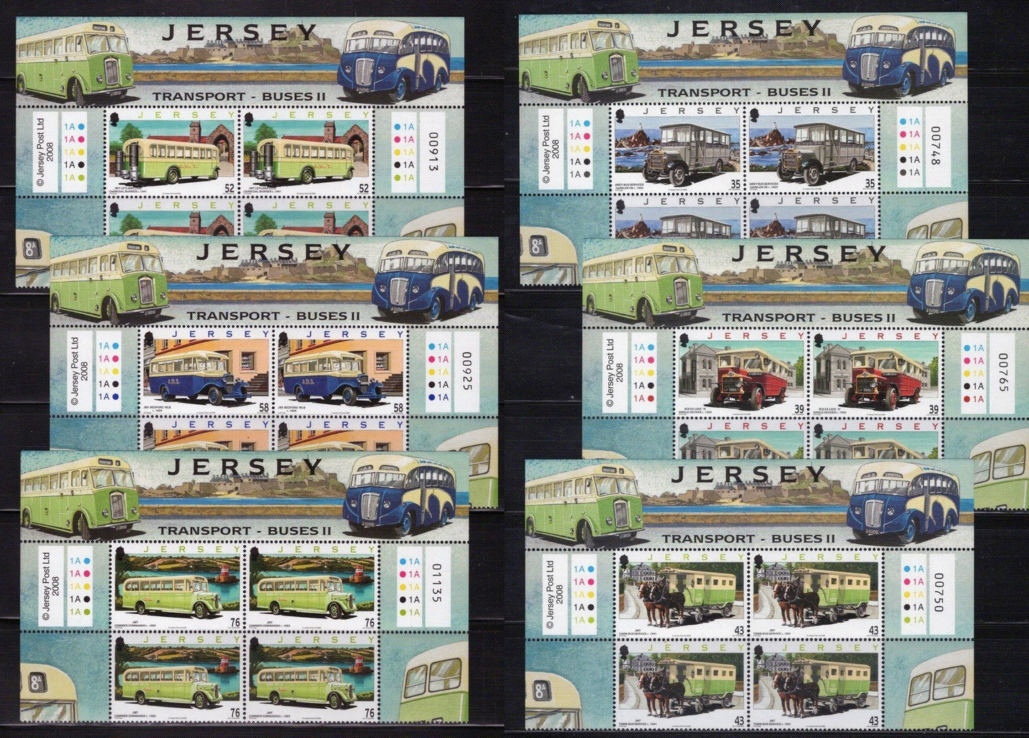 Jersey 1311-1316 MNH Transportation Busses ZAYIX 101623SM14
