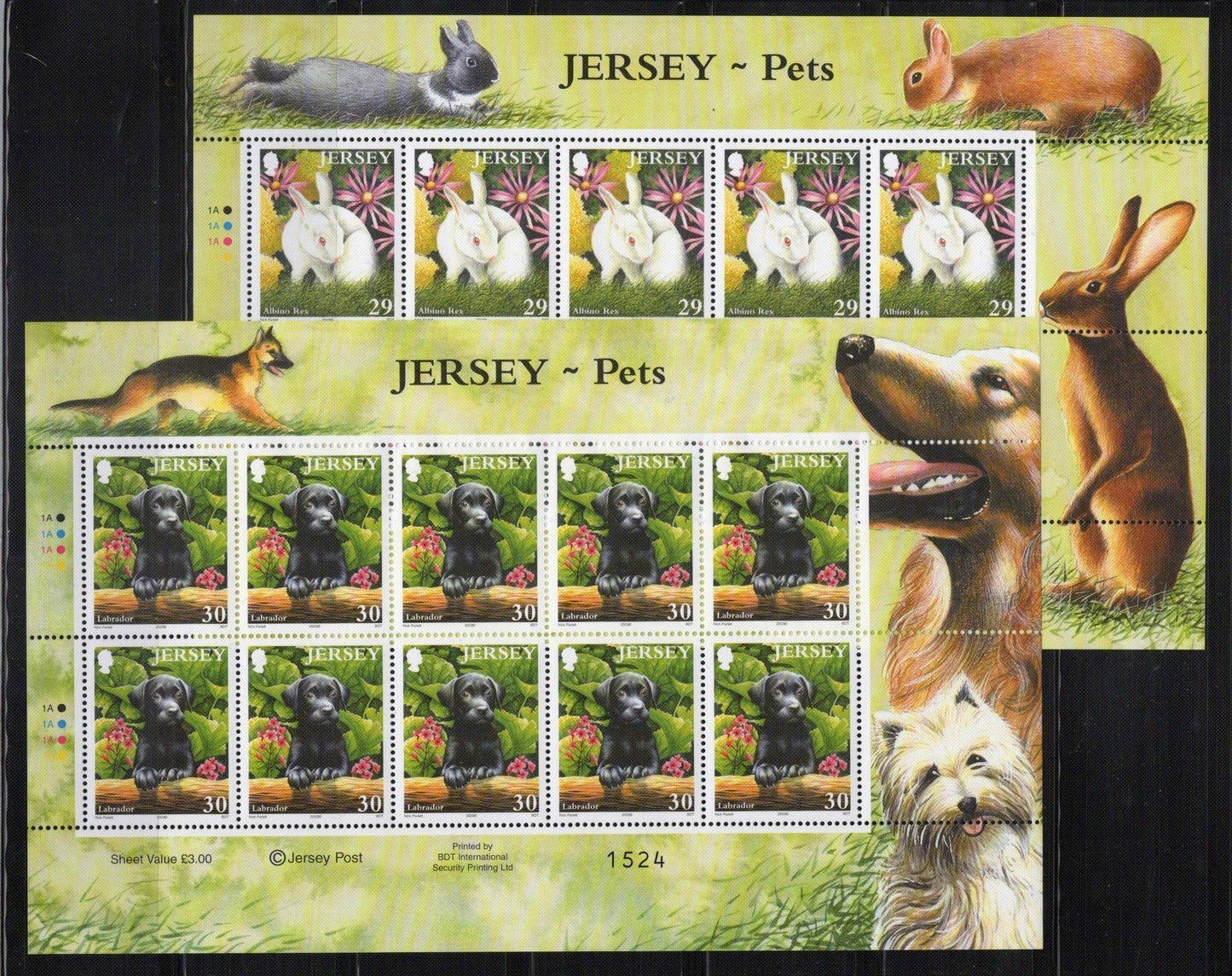 Jersey 1093-1097 MNH Pets Dogs Birds Rabbits Animals 092723SL37 ZAYIX 092723SL37M