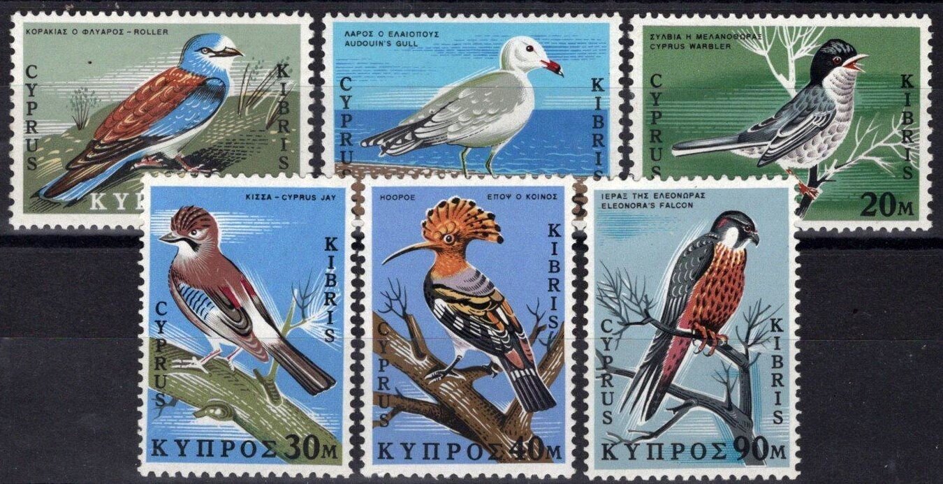 Cyprus 329-334 MNH Birds Warbler Gull Jay Falcon ZAYIX 083022S148