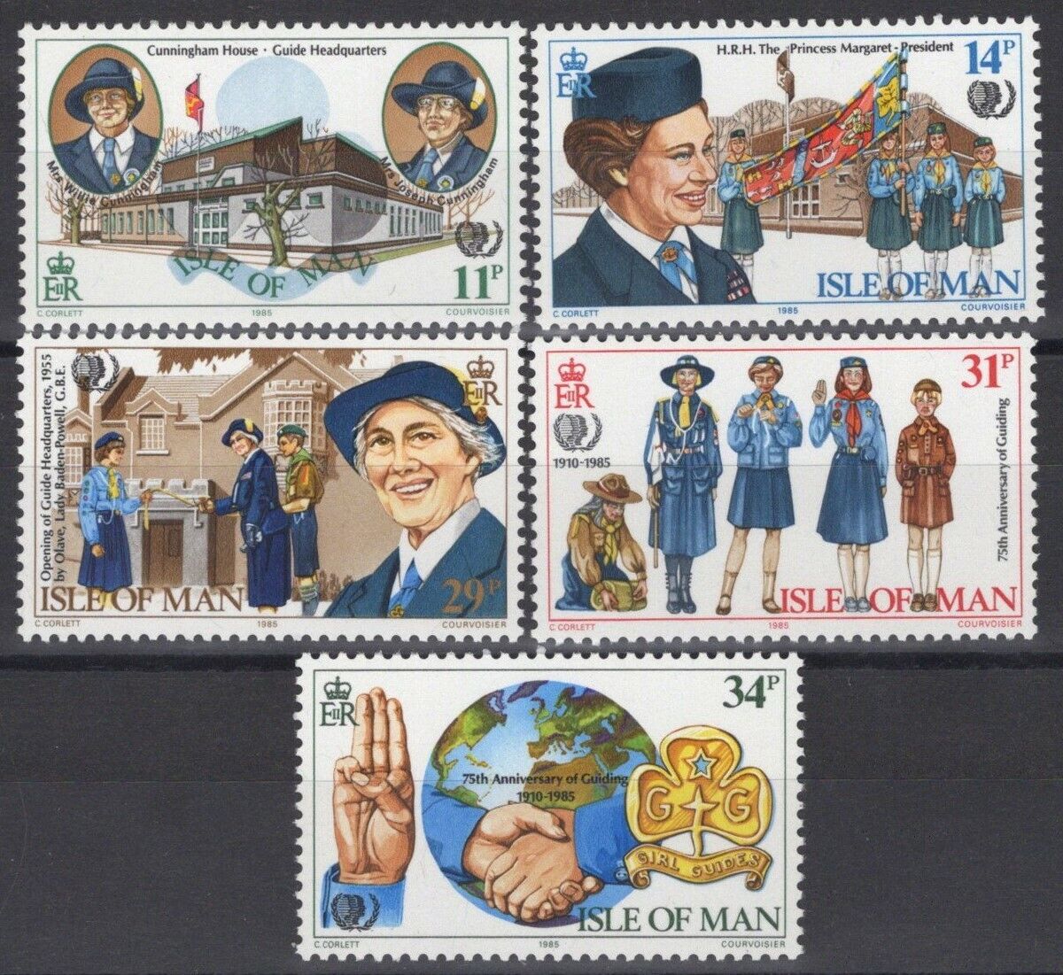 ZAYIX Great Britain - Isle of Man 276-280 MNH Girl Guides Headquarters Uniforms