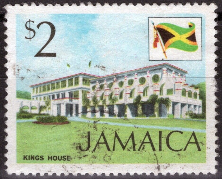 Jamaica 357 used $2 Definitives King's House Architecture Flags ZAYIX 040322S75M