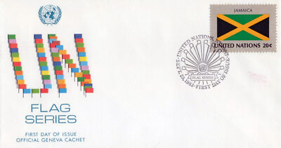United Nations FDC 1983 Flag Series Jamaica - Geneva Cachet ZAYIX 031823SM19
