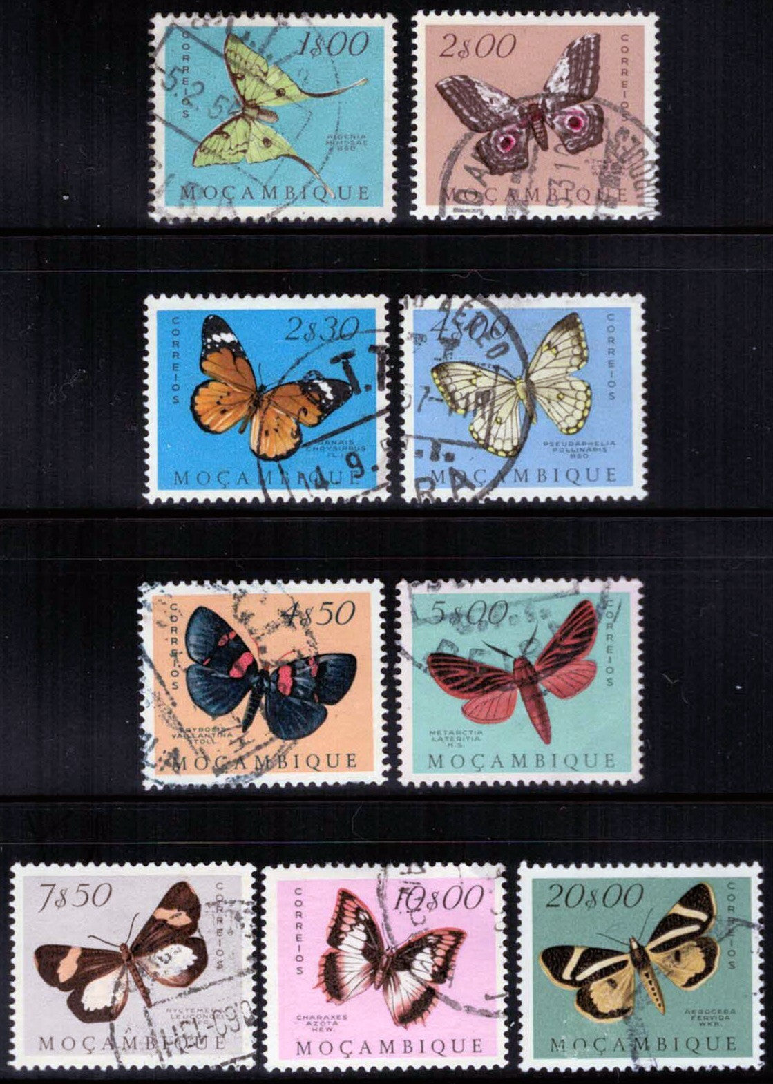 Mozambique 371 383 used Butterflies Insects Portugal & Colonies ZAYIX 031222S19