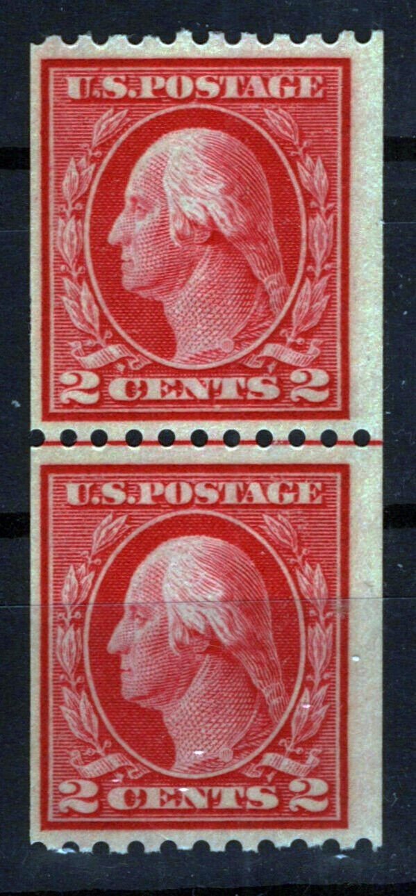 US 442 MNH F 2c Washington perf 10 Flat Plate coil line pair ZAYIX 0424MAR0036