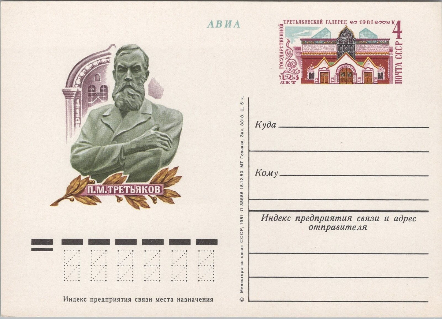 Russia / USSR Postal Card Pavel Tretyakov Art Gallery ZAYIX 070422SM172