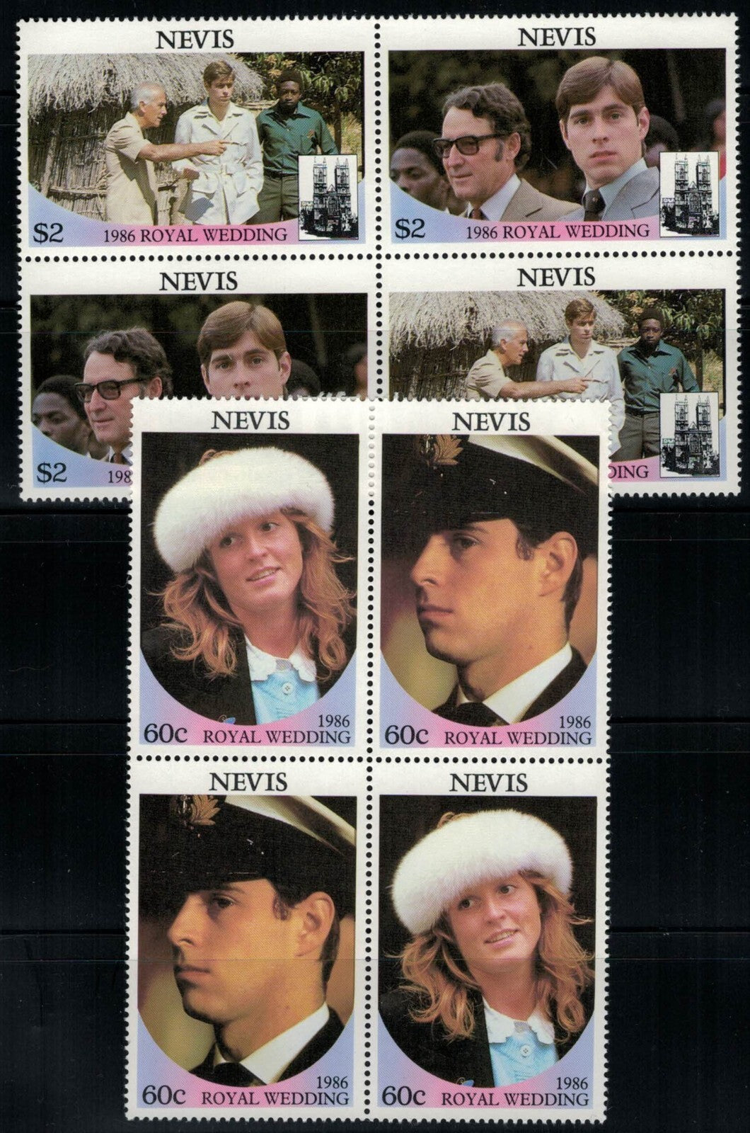 Nevis 498-499 MNH Royal Wedding Andrew & Sarah Ferguson Blocks ZAYIX 030822SM32M